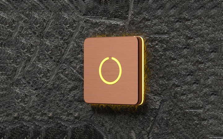 Square Modern Copper Doorbell Button by Luxello Door Bells